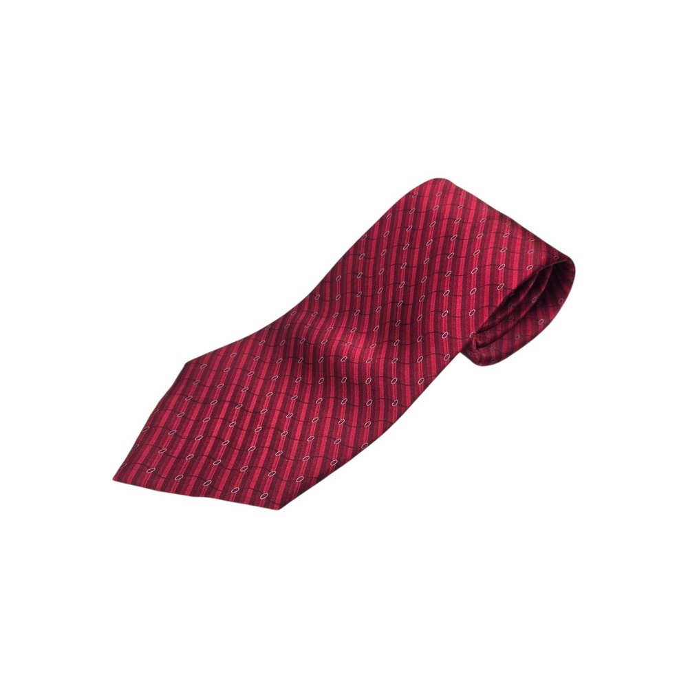 Arrow 100% Silk Tie Red Striped Wavy Line Pattern Mens Necktie Classic Forman